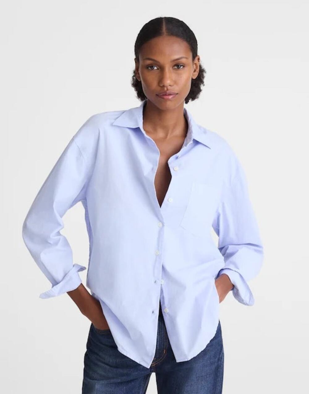 Madewell The Easy Shirt in Poplin Button Up Light Blue Cotton Relaxed Small NWT